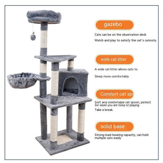 Durable Multi-Layer Cat Toy Tower | Chamfered Edge Wooden Jumping Platform
