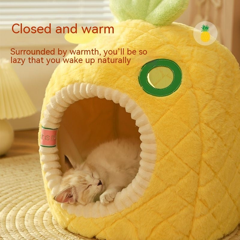 Cozy Winter Pet Sleeping Nest | Warm Closed Tent Bed for Dogs & Cats