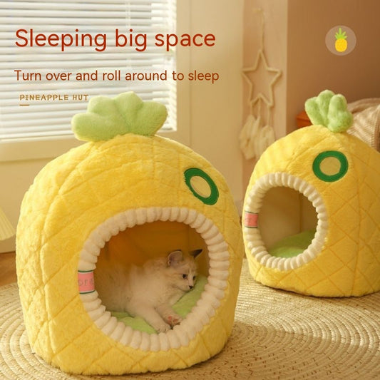 Cozy Winter Pet Sleeping Nest | Warm Closed Tent Bed for Dogs & Cats