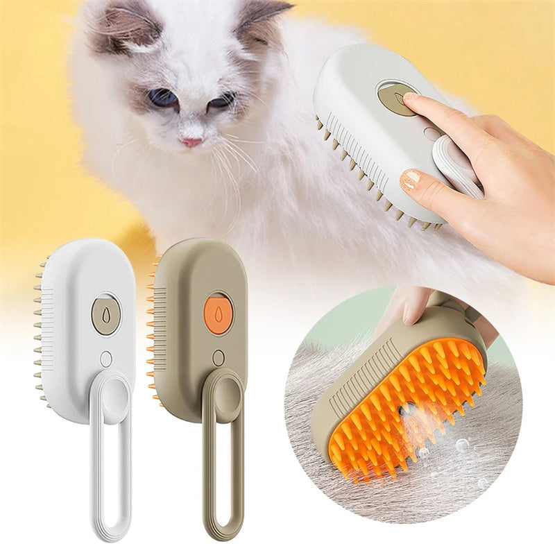 Steamy Dog & Cat Brush | Electric Spray Grooming Comb for Massage & Hair Removal