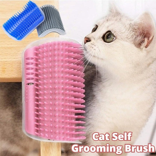 Wall-Mounted Cat Grooming Tool | Corner Rubbing Massager Brush Device