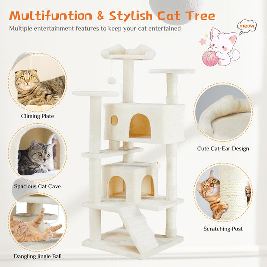 Deluxe Multi-Function Cat Treehouse | Large Indoor Pet Climbing Frame & Condo