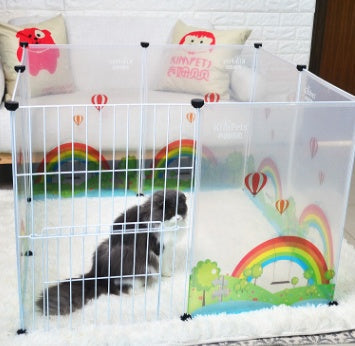Modern Transparent Pet Isolation Fence | See-Through Freestanding Dog Gate