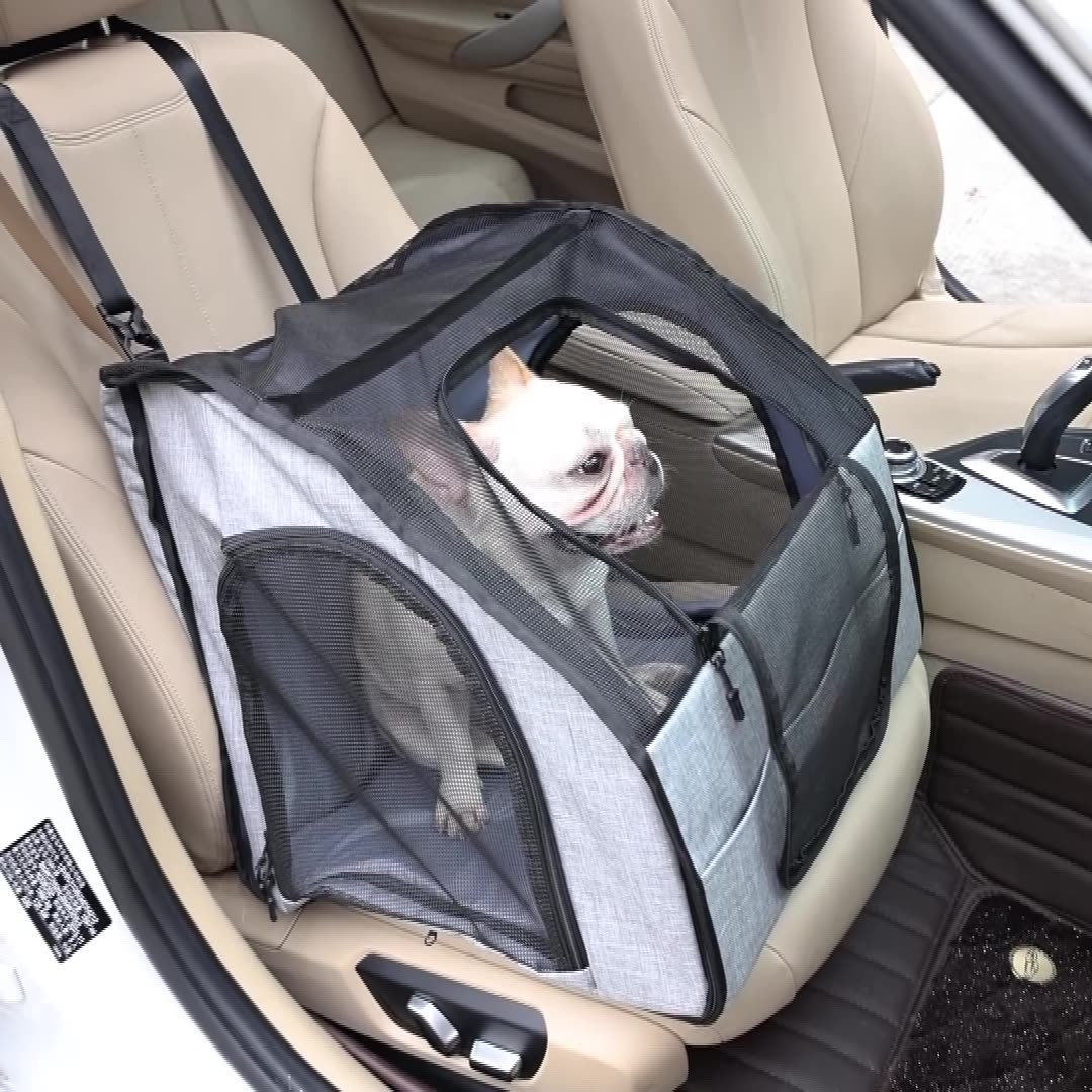 Folding Dog Car Seat Cage | Portable Travel Nest & Carrier for Pets