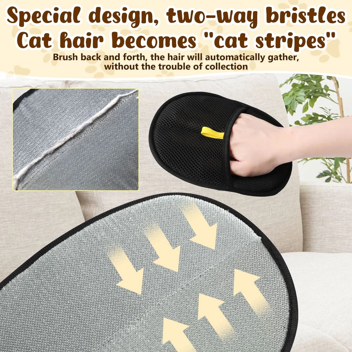 Pet Hair Remover Grooming Glove | Deshedding Brush Mitt for Dogs, Cats & Rabbits