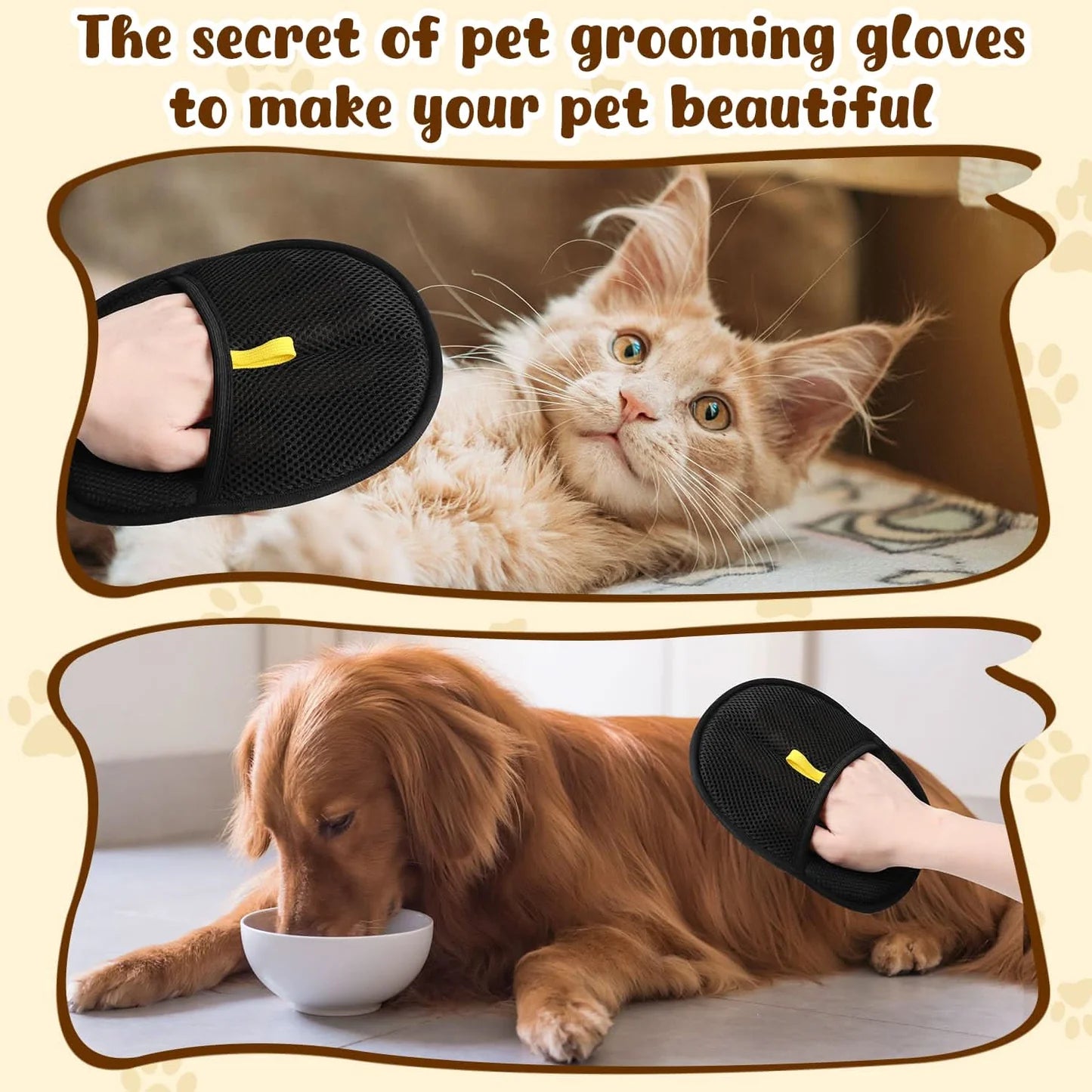 Pet Hair Remover Grooming Glove | Deshedding Brush Mitt for Dogs, Cats & Rabbits