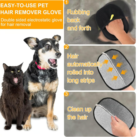 Pet Hair Remover Grooming Glove | Deshedding Brush Mitt for Dogs, Cats & Rabbits